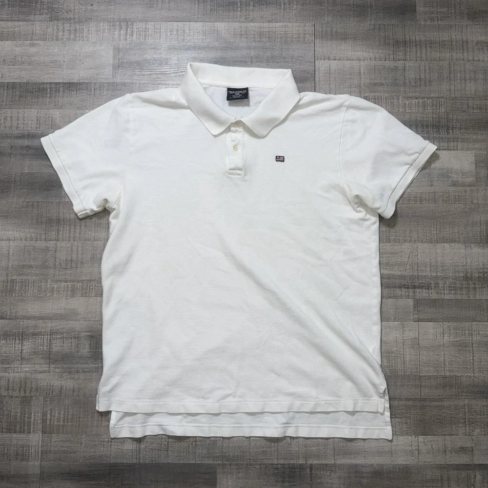 Vintage 90s Ralph Lauren Polo Jeans Co Polo Shirt Size L White Short Sleeve